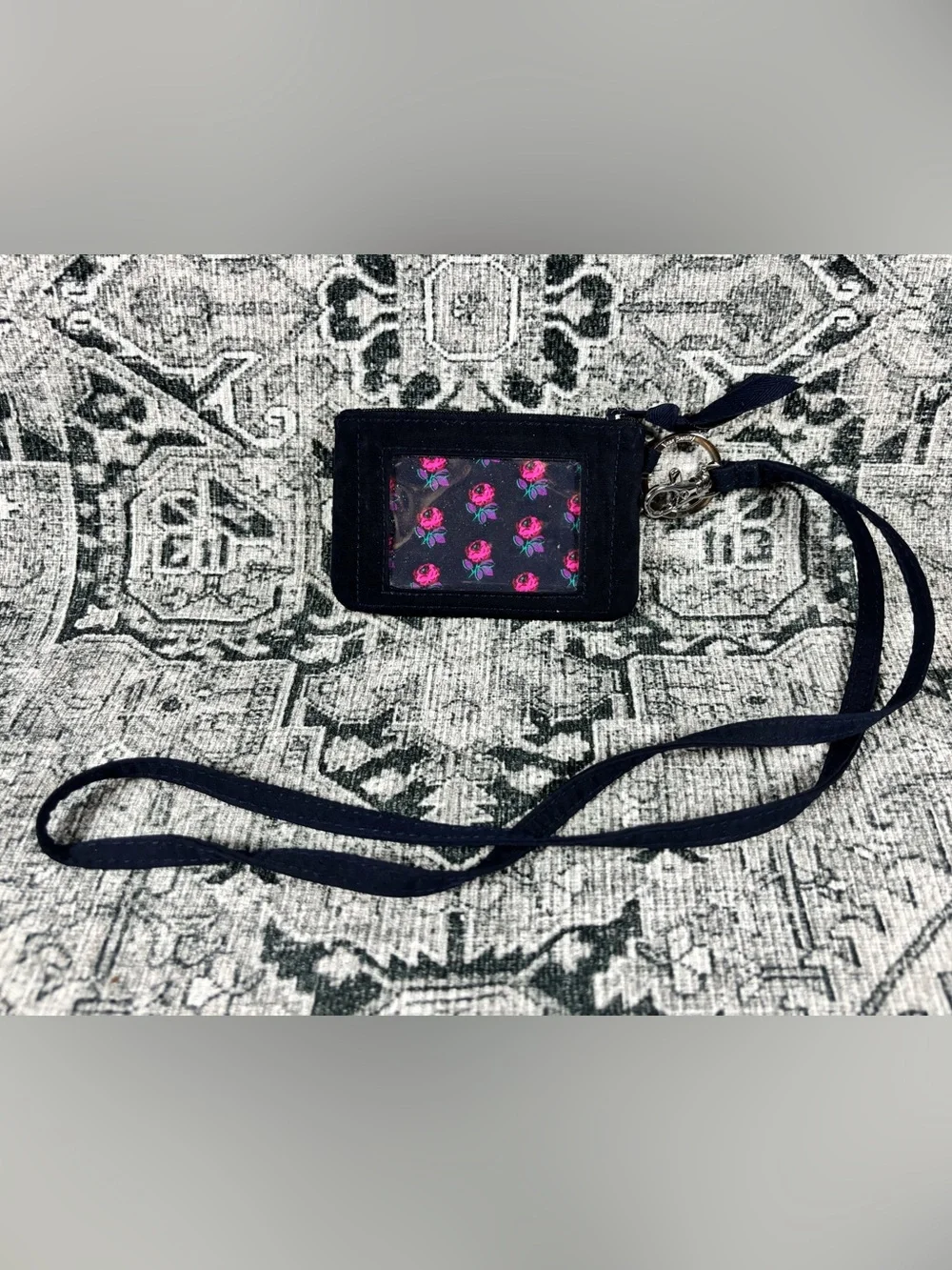 Vera Bradley ID Card(s) Holder, with Lanyard Navy Blue